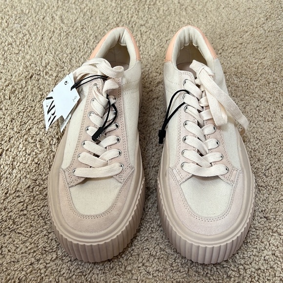 New! Zara canvas and suede beige sneakers. SZ 41/10. - Picture 1 of 9
